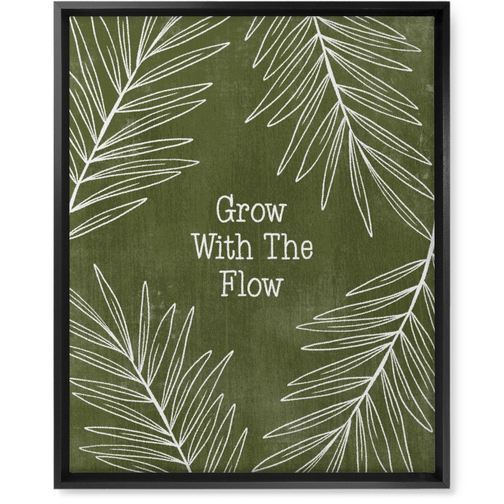 Grow With the Flow - Green Wall Art, Black, Single piece, Canvas, 16x20, Green, Classic Green