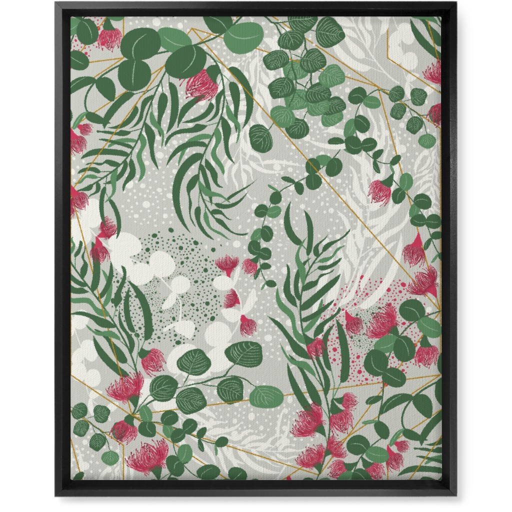 Eucalyptus - Green on Beige Wall Art, Black, Single piece, Canvas, 16x20, Green, Classic Green