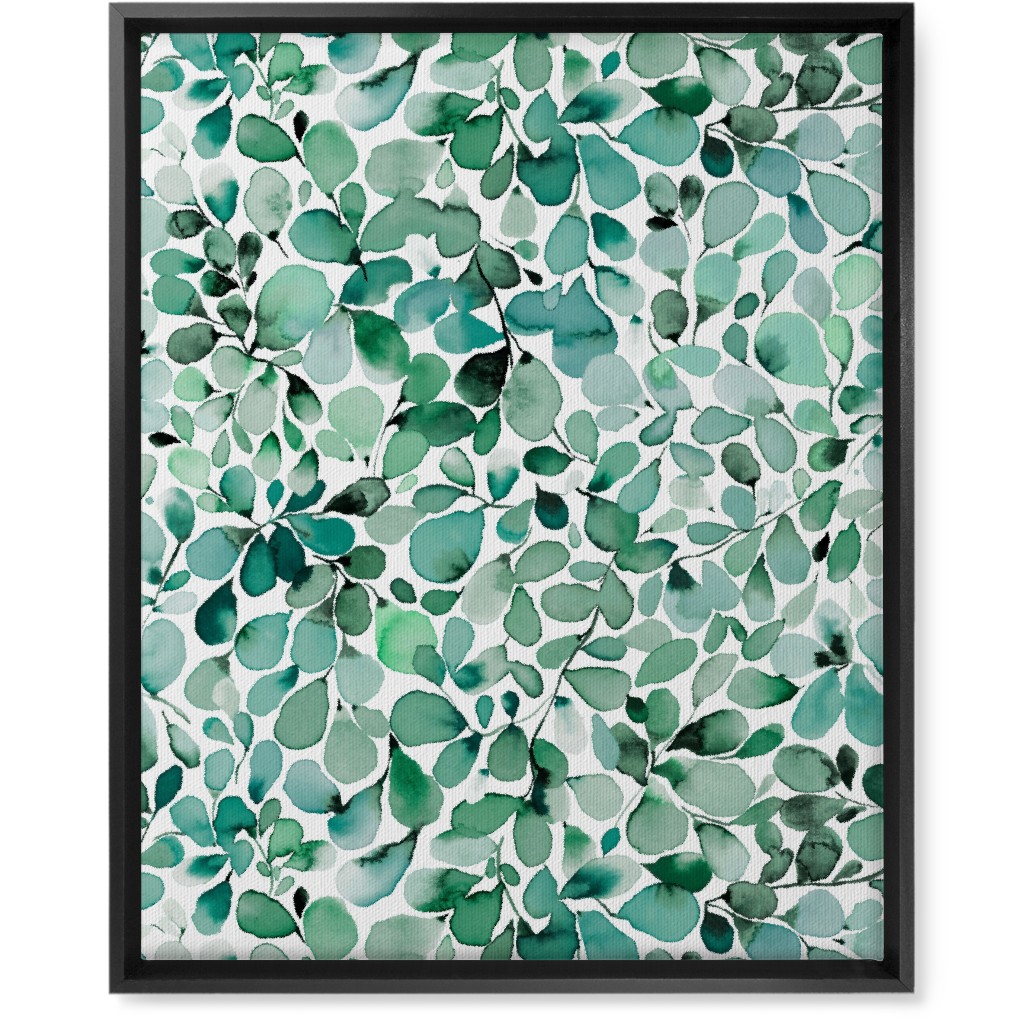 Little Leaves Eucalyptus Foliage - Green Wall Art, Black, Single piece, Canvas, 16x20, Green