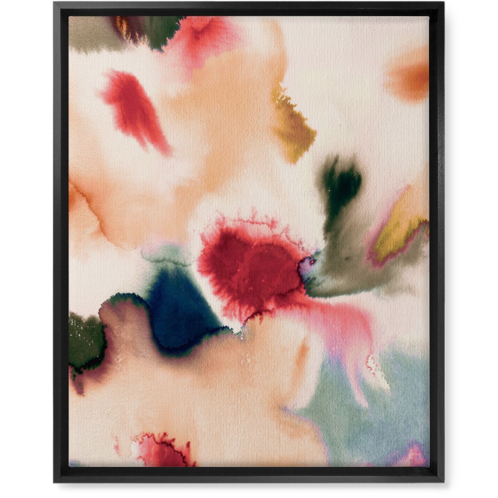 Abstract Watercolor - Warm Wall Art, Black, Single piece, Canvas, 16x20, Pink