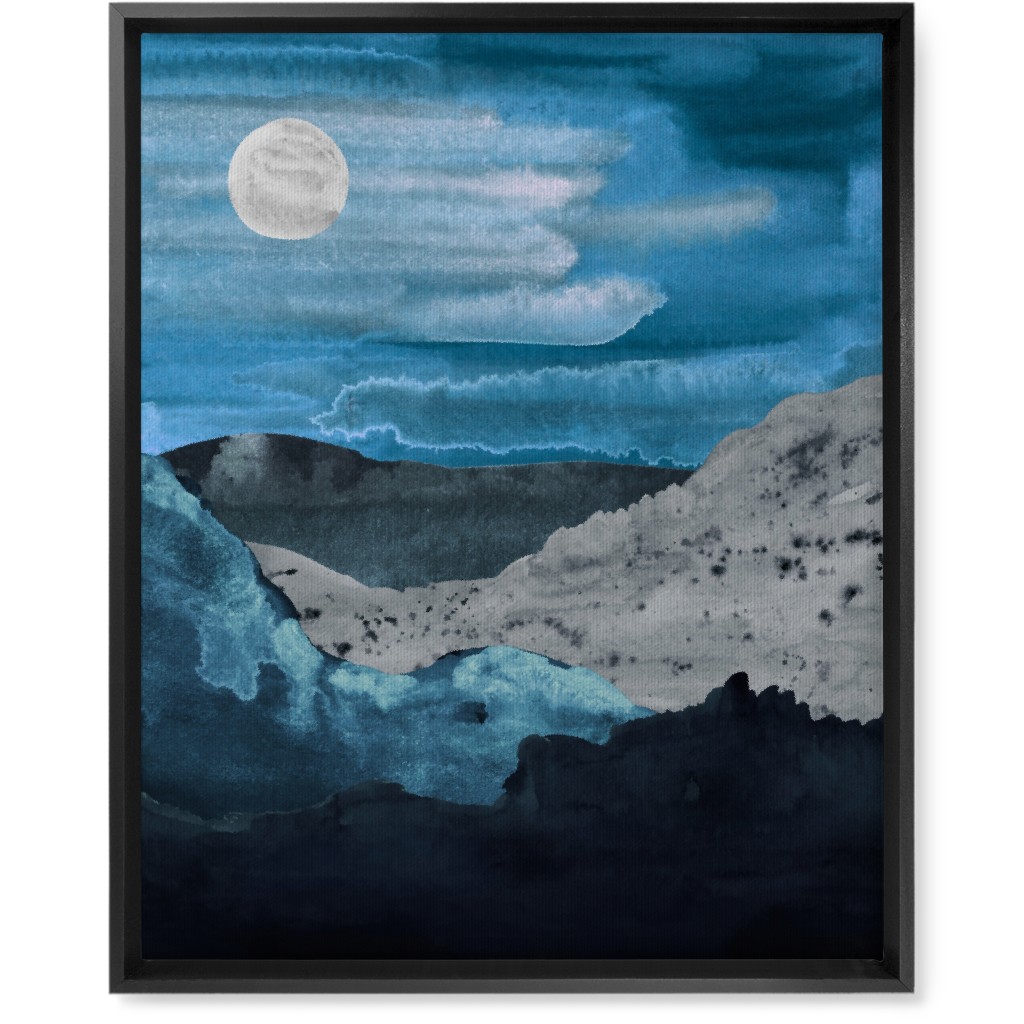 Canyon Night Wall Art, Black, Single piece, Canvas, 16x20, Blue, True Blue