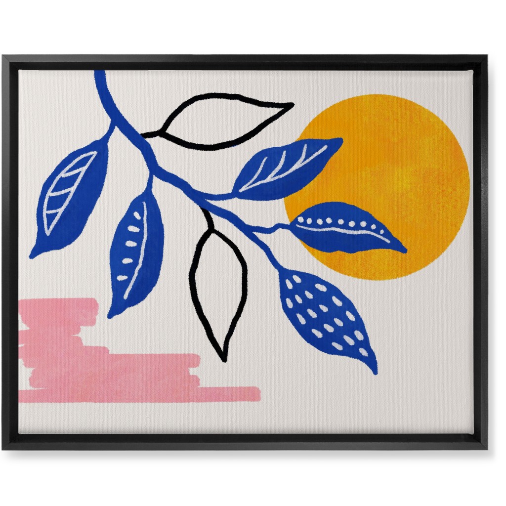 Sunset and Leaves Wall Art, Black, Single piece, Canvas, 16x20, Multicolor