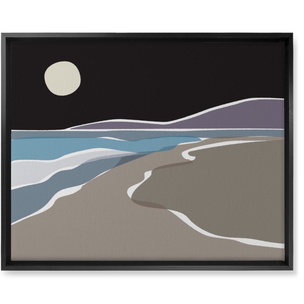 Beach Night Wall Art, Black, Single piece, Canvas, 16x20, Black, Asphalt