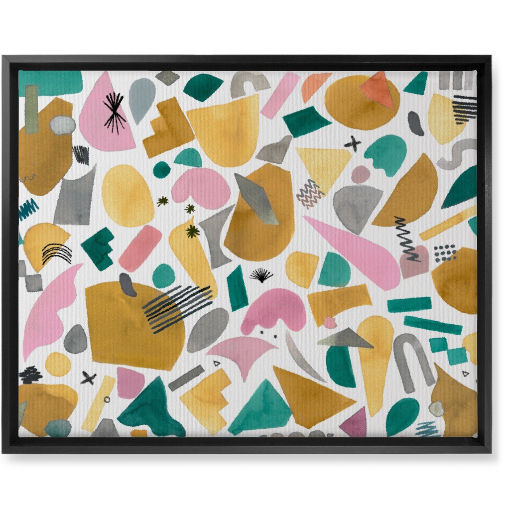 Abstract Geo Pieces - Pink Wall Art, Black, Single piece, Canvas, 16x20, Multicolor