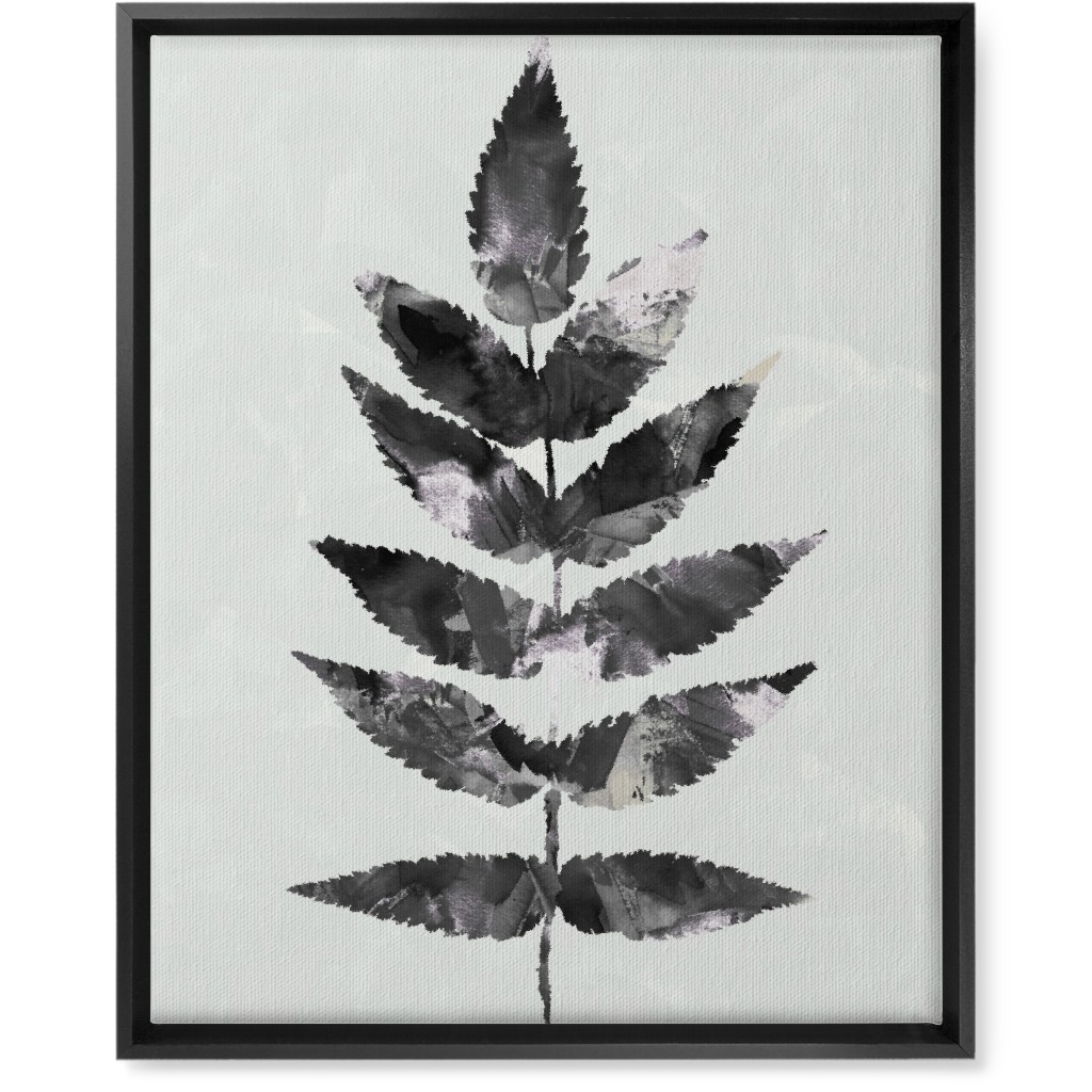 Botanical Leaf Wall Art, Black, Single piece, Canvas, 16x20, Beige, Gray
