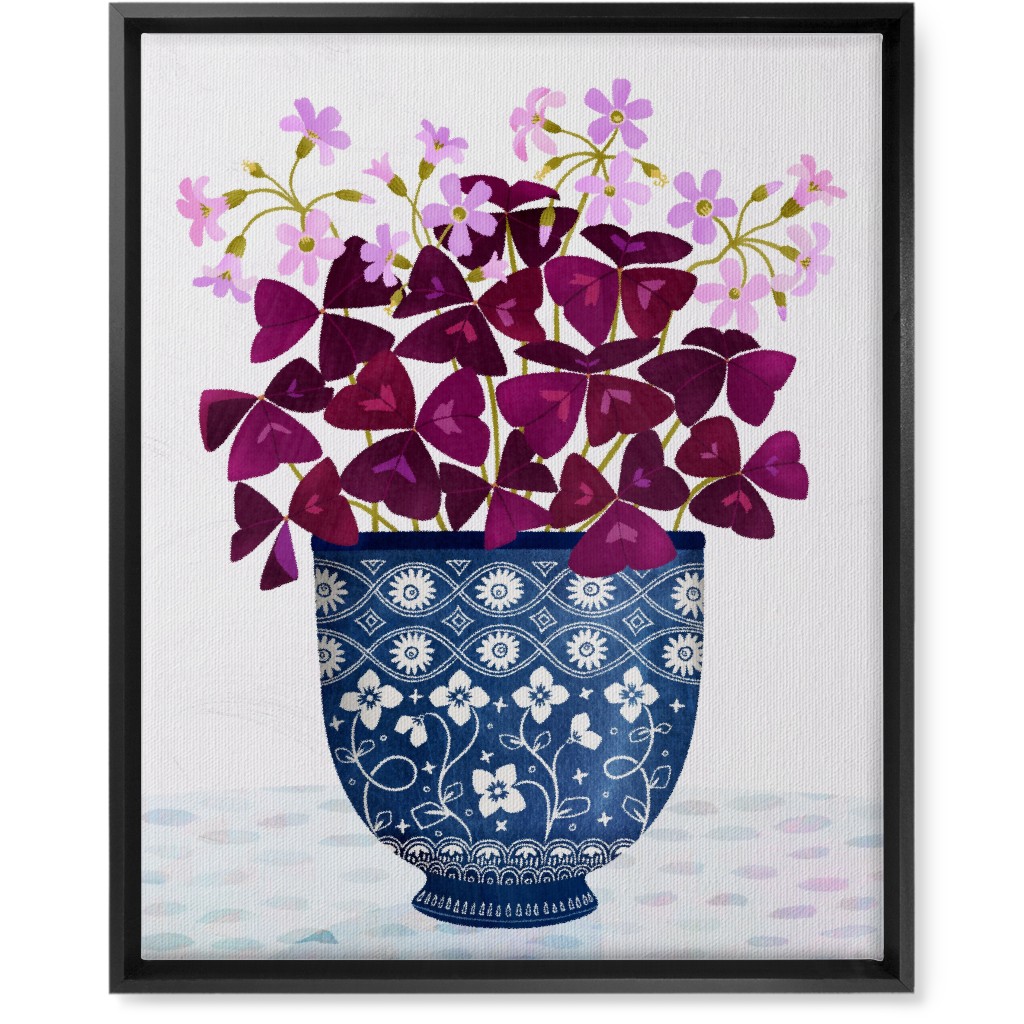 Oxalis Triangularis - Purple and Blue Wall Art, Black, Single piece, Canvas, 16x20, Purple