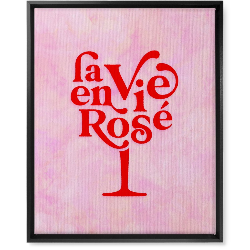 La Vie En Rose - Red and Pink Wall Art, Black, Single piece, Canvas, 16x20, Pink