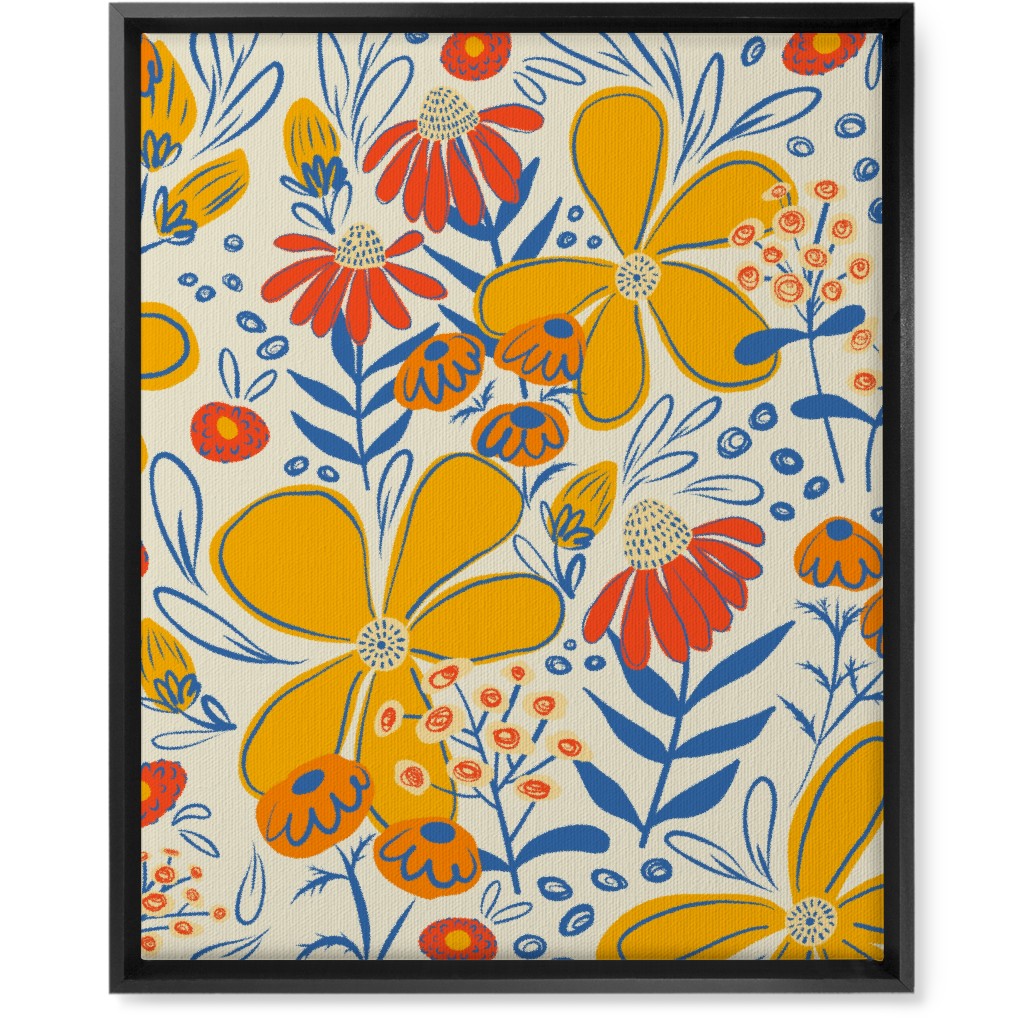 May Flowers - Multi Wall Art, Black, Single piece, Canvas, 16x20, Yellow