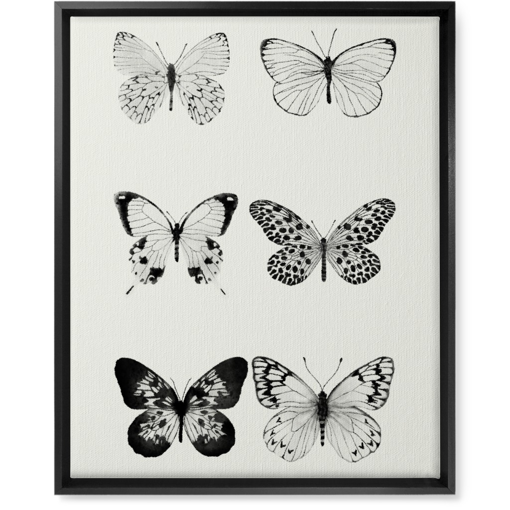 Butterflies Pairs Wall Art, Black, Single piece, Canvas, 16x20, Black