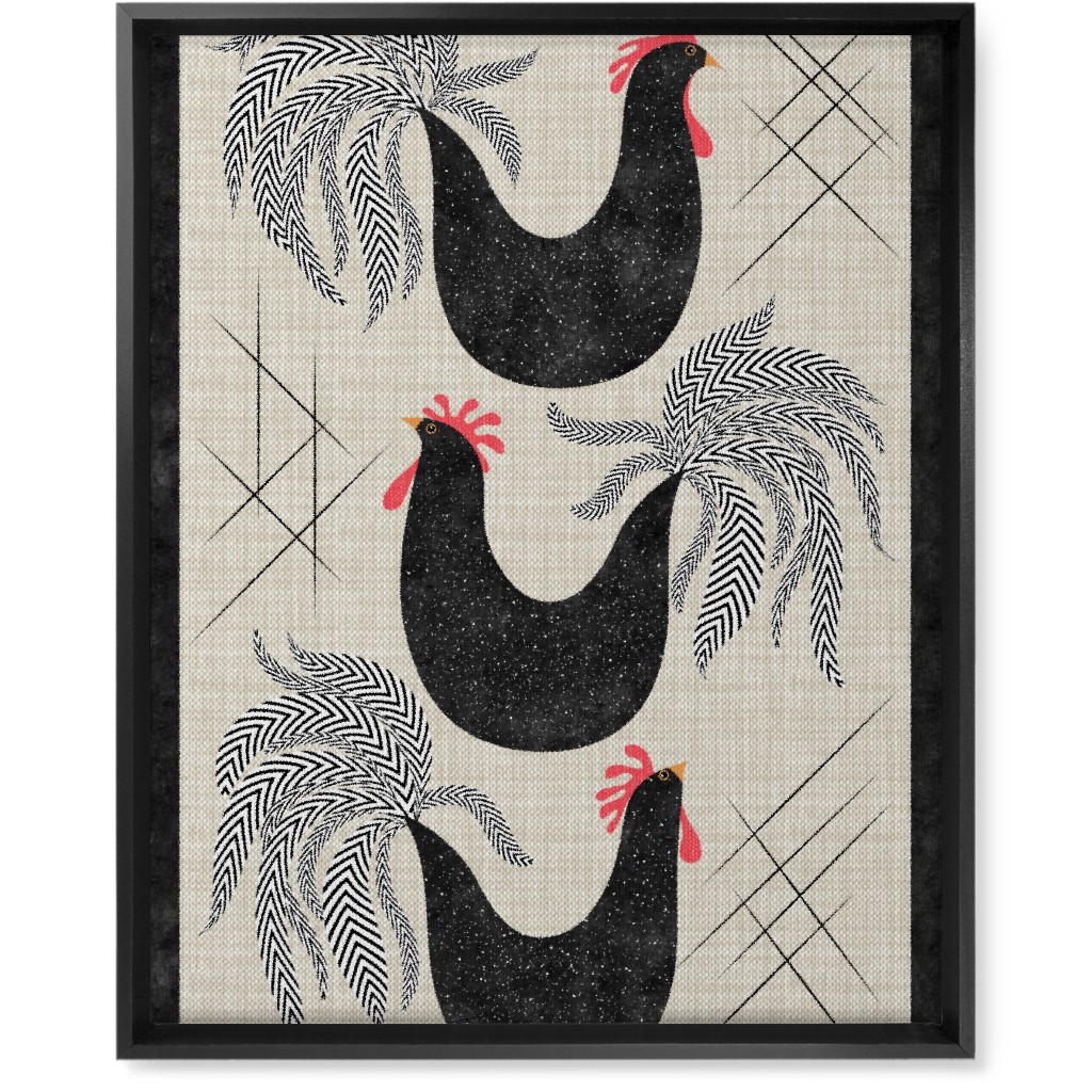 Roosters! - Black & White Wall Art, Black, Single piece, Canvas, 16x20, Black