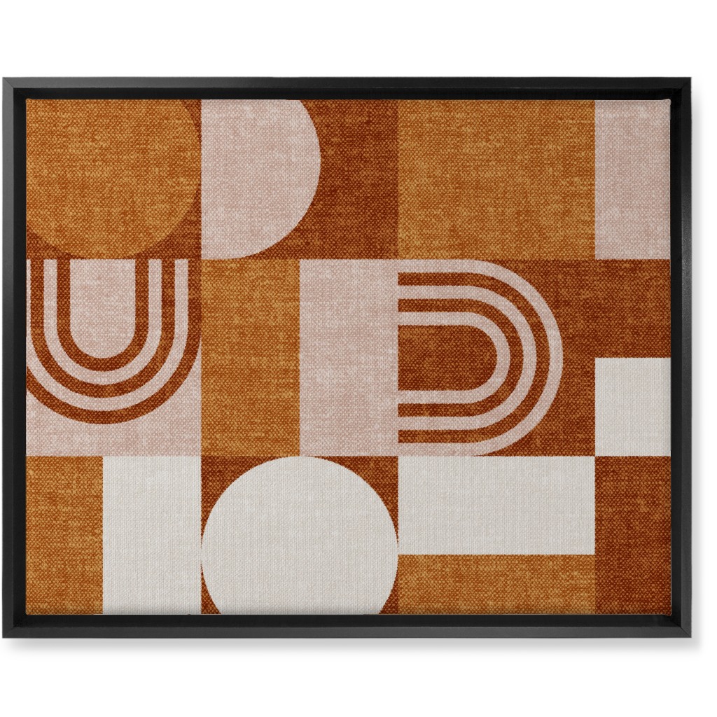Aria Geometric Patchwork - Orange Wall Art, Black, Single piece, Canvas, 16x20, Orange