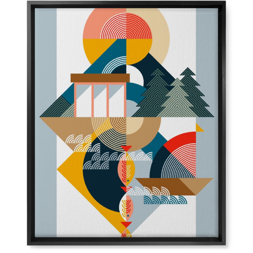 By the Sea Abstract - Multi Wall Art, Black, Single piece, Canvas, 16x20, Multicolor