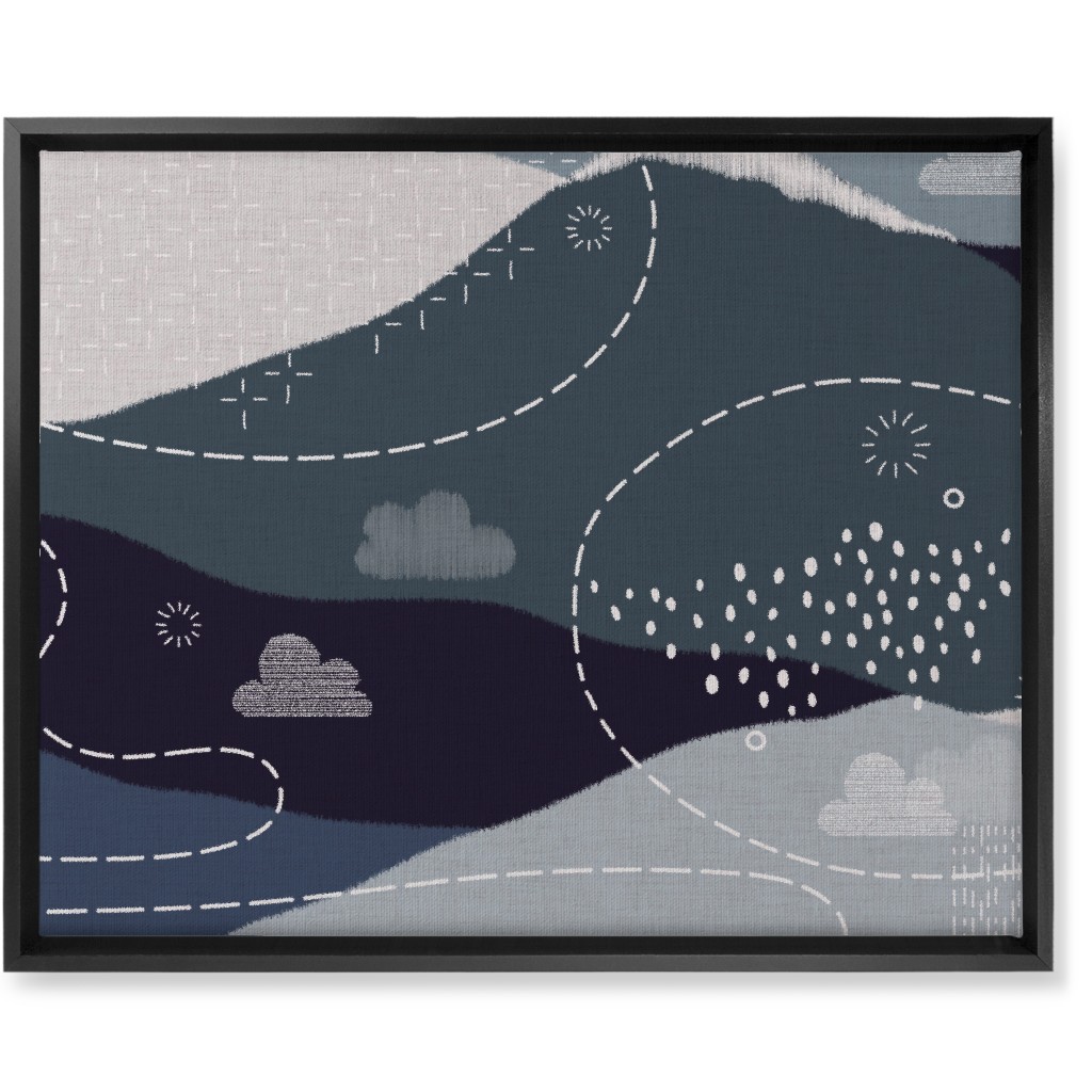 Ever Blue Mountains - Blue Wall Art, Black, Single piece, Canvas, 16x20, Blue, True Blue