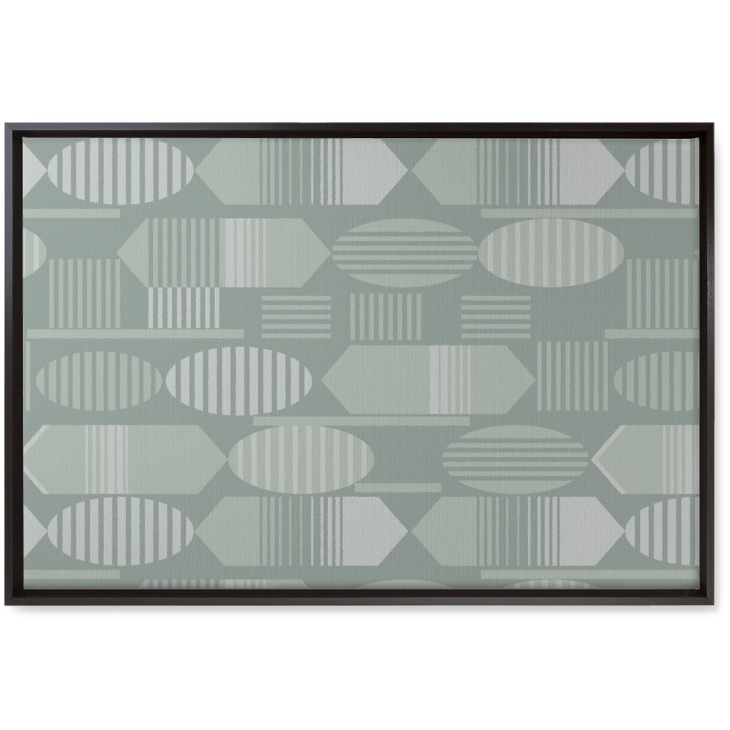 Ovals and Arrows - Neutral Sage Wall Art, Black, Single piece, Canvas, 20x30, Green