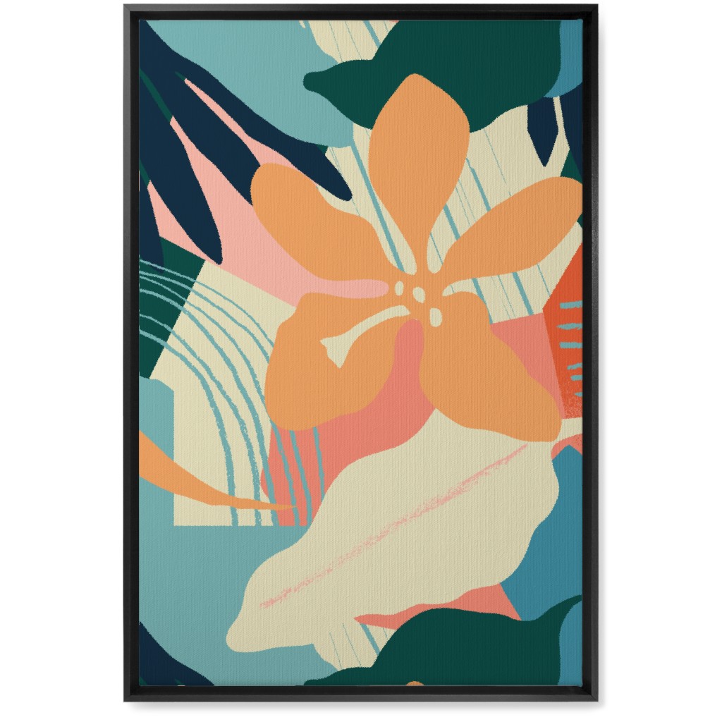 Abstract Magnolia - Multi Wall Art, Black, Single piece, Canvas, 20x30, Multicolor