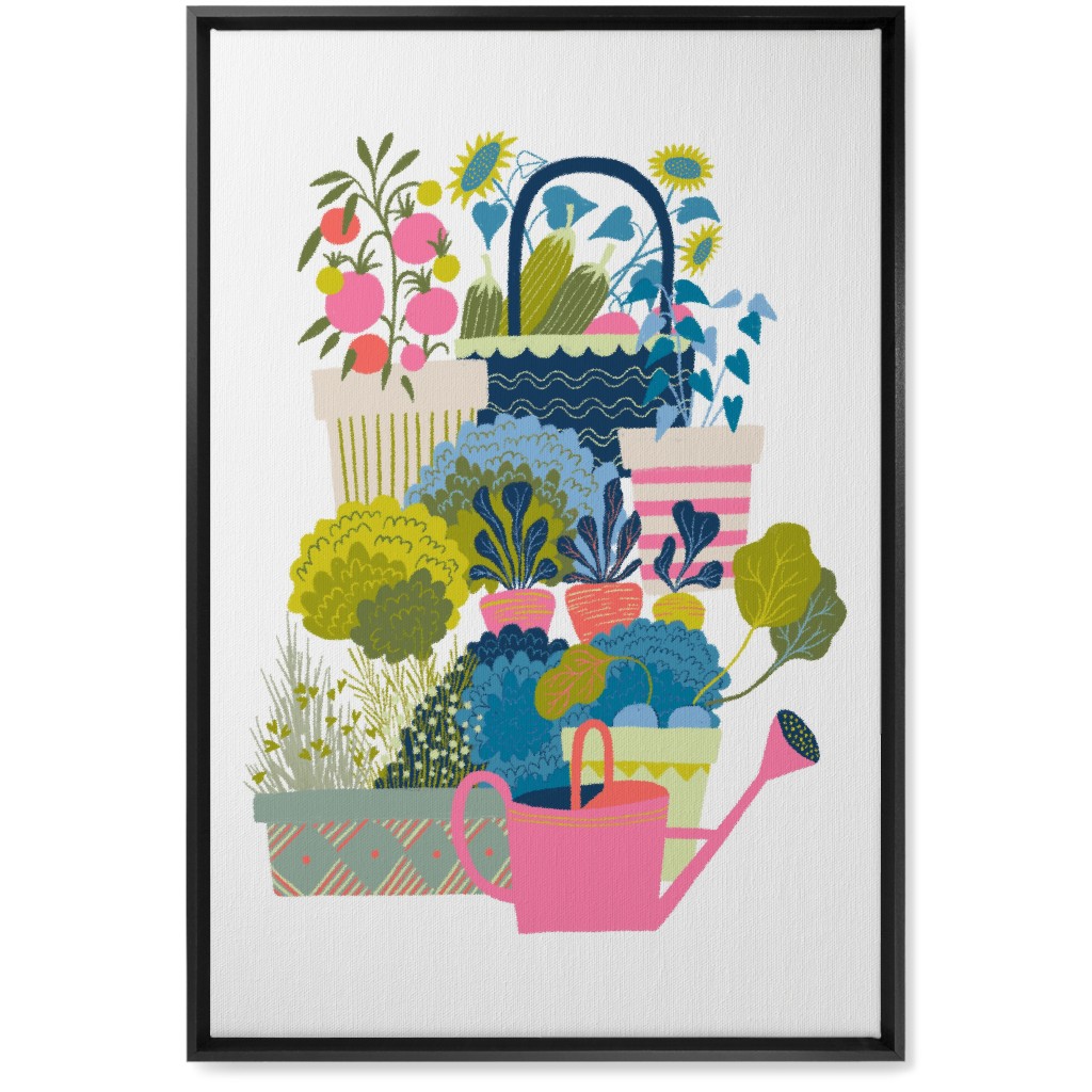 Growing Herbs and Flower Gardens - Multi Wall Art, Black, Single piece, Canvas, 20x30, Multicolor