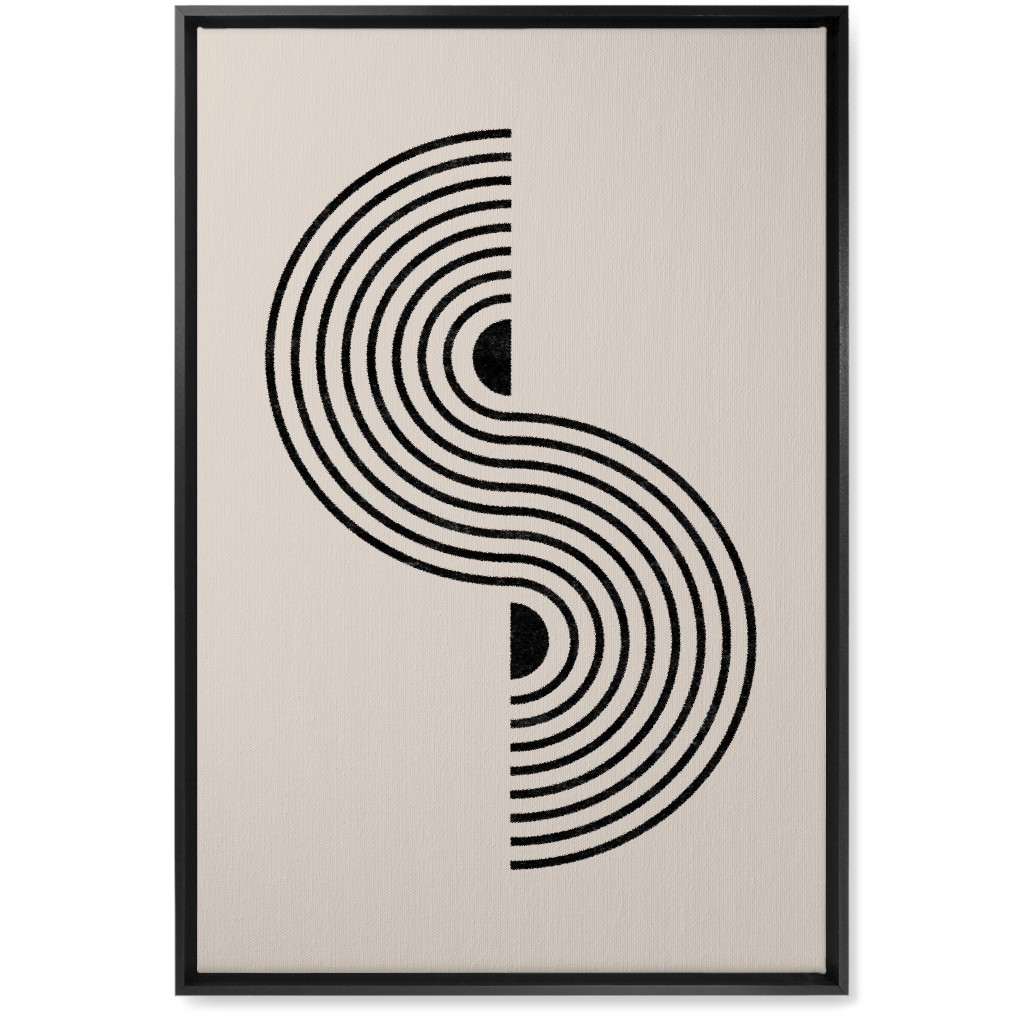 Minimal Geometric Lines - Neutral Wall Art, Black, Single piece, Canvas, 20x30, Beige, Pearl