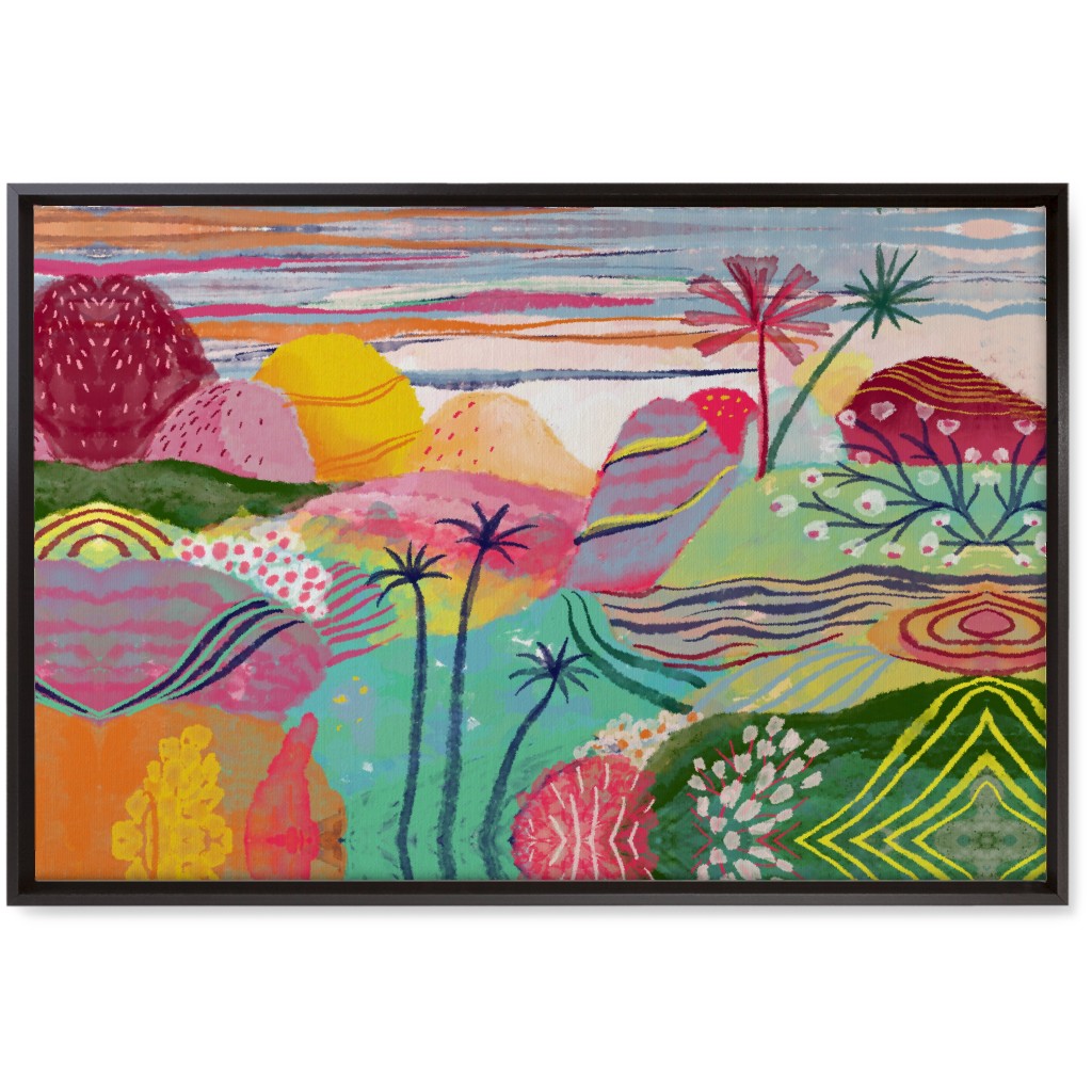 Abstract Dreamy Hills - Vibrant Wall Art, Black, Single piece, Canvas, 20x30, Multicolor