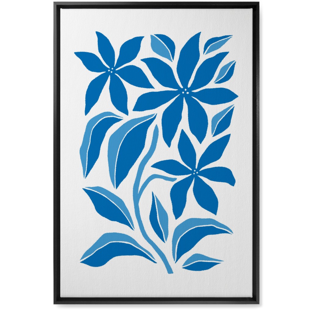 Minimalist Block Botanical Floral - Blue Wall Art, Black, Single piece, Canvas, 20x30, Blue