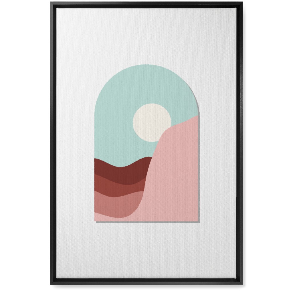 Abstract Desert Landscape in Window Daylight Wall Art, Black, Single piece, Canvas, 20x30, Multicolor