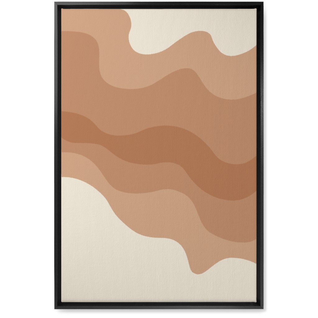Retro Abstract Waves Wall Art, Black, Single piece, Canvas, 20x30, Orange, Desert Rose