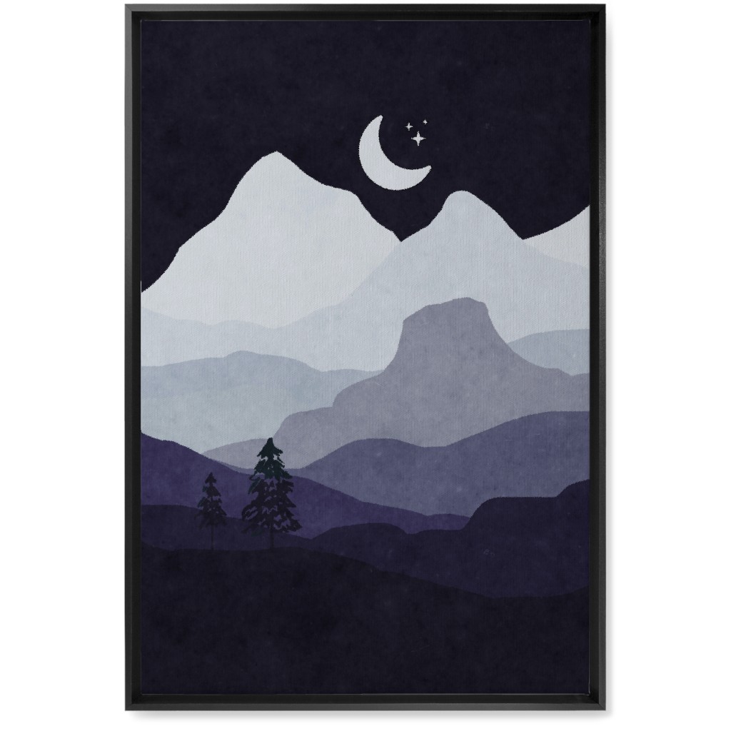 Mountain View Wall Art, Black, Single piece, Canvas, 20x30, Purple