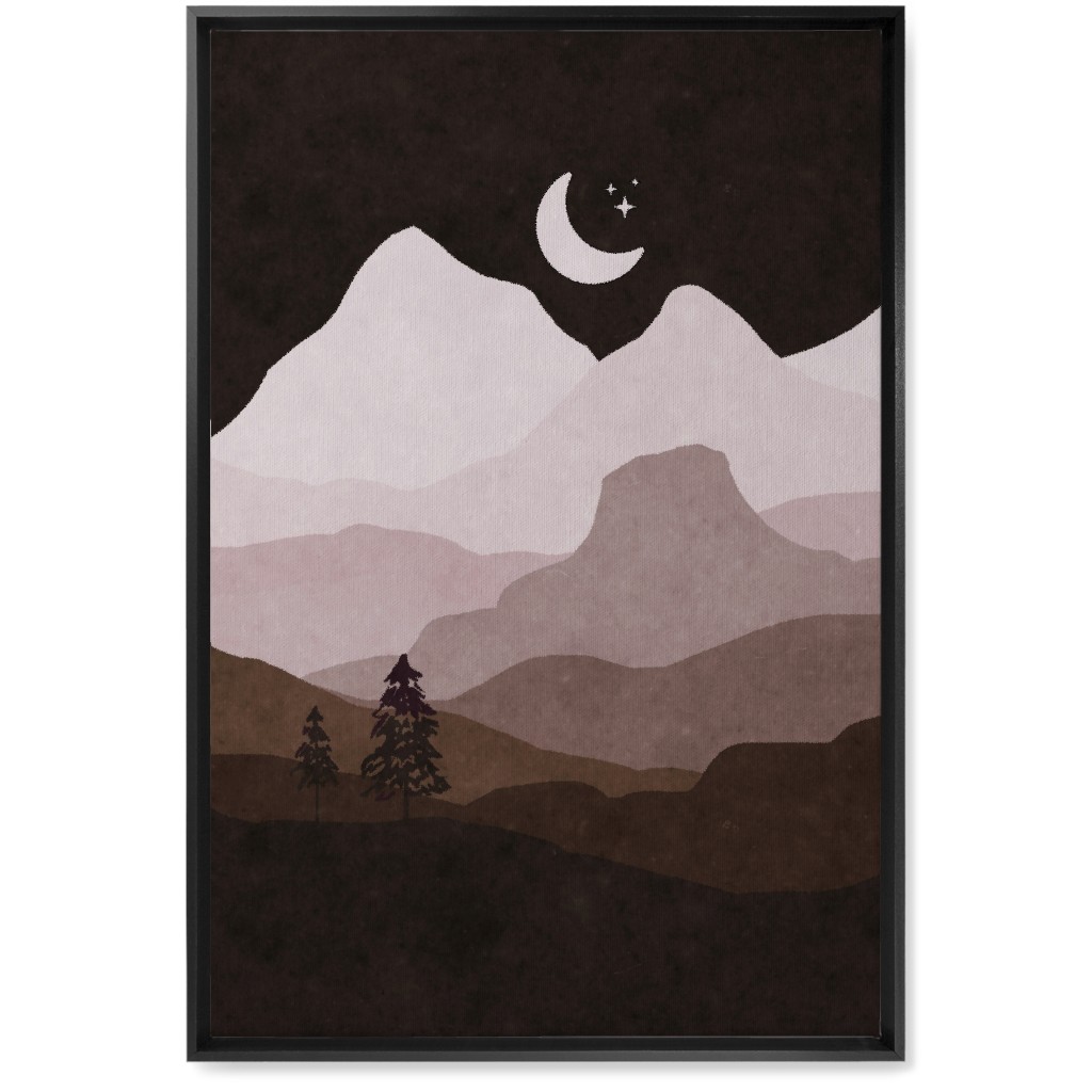 Mountain View Wall Art, Black, Single piece, Canvas, 20x30, Brown, Coffee