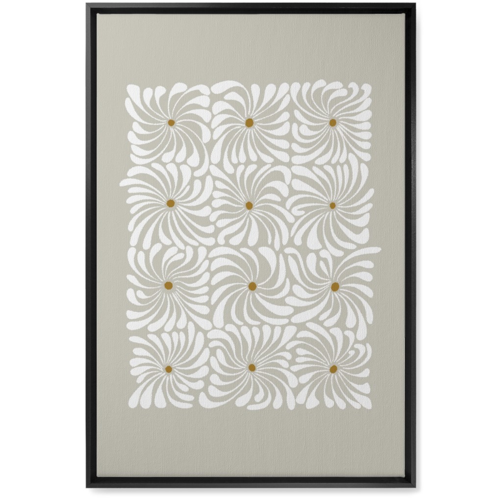 Mod Daisy Grid Wall Art, Black, Single piece, Canvas, 20x30, Gray