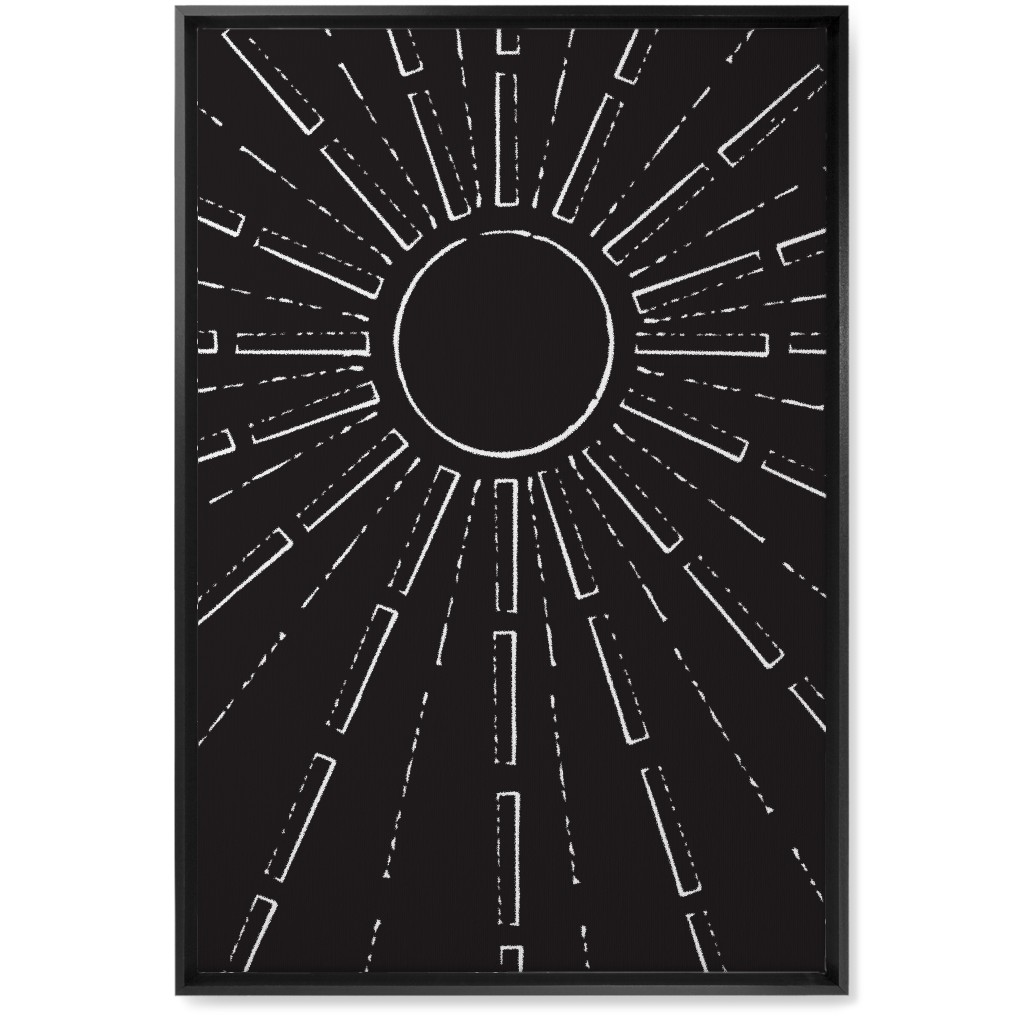 Midcentury Burst Wall Art, Black, Single piece, Canvas, 20x30, Black, Charcoal