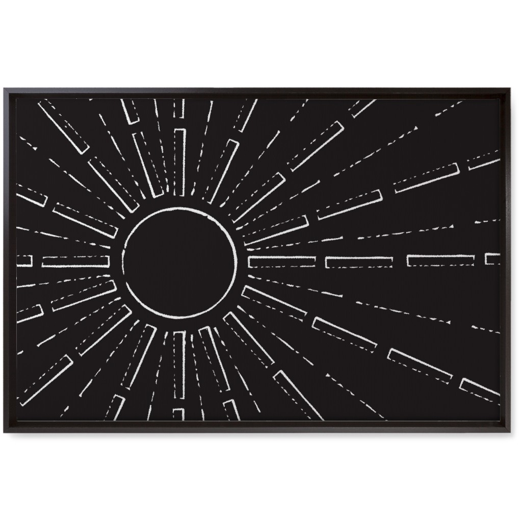Midcentury Sunburst Wall Art, Black, Single piece, Canvas, 20x30, Black, Charcoal