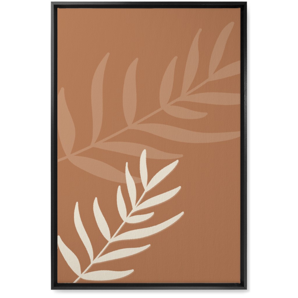 Fern Leaves in Neutral Earth Tones Wall Art, Black, Single piece, Canvas, 20x30, Orange, Nutmeg