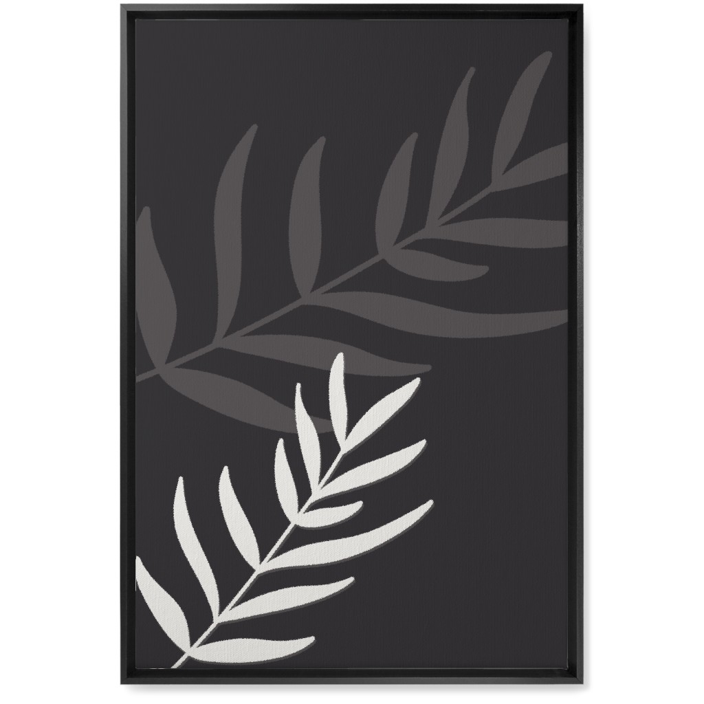 Fern Leaves in Neutral Earth Tones Wall Art, Black, Single piece, Canvas, 20x30, Black, Charcoal
