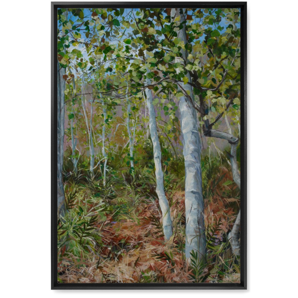 Quaking Aspen Painting Wall Art, Black, Single piece, Canvas, 20x30, Green