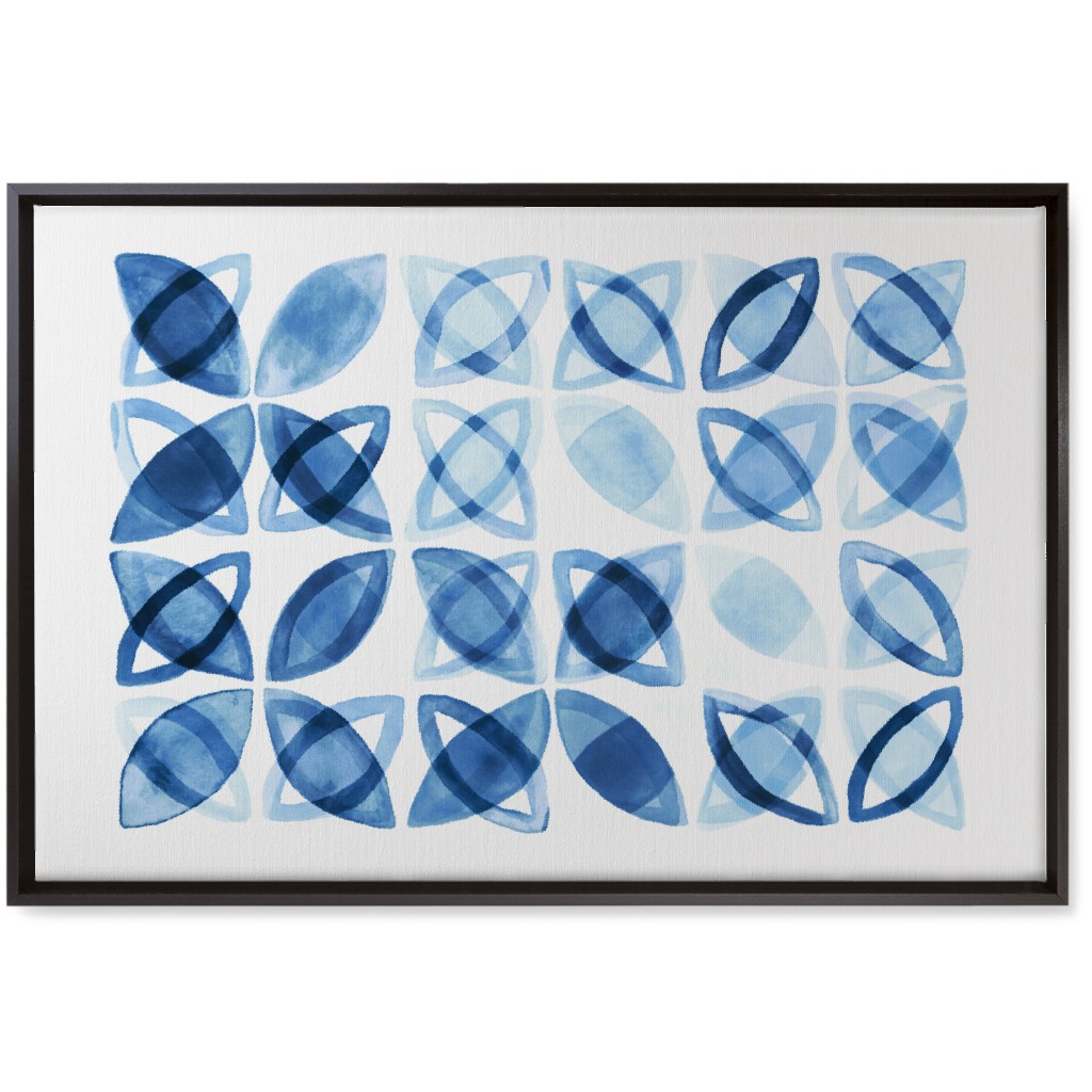 Washed Watercolor Shapes Wall Art, Black, Single piece, Canvas, 20x30, Blue, Blue Suede