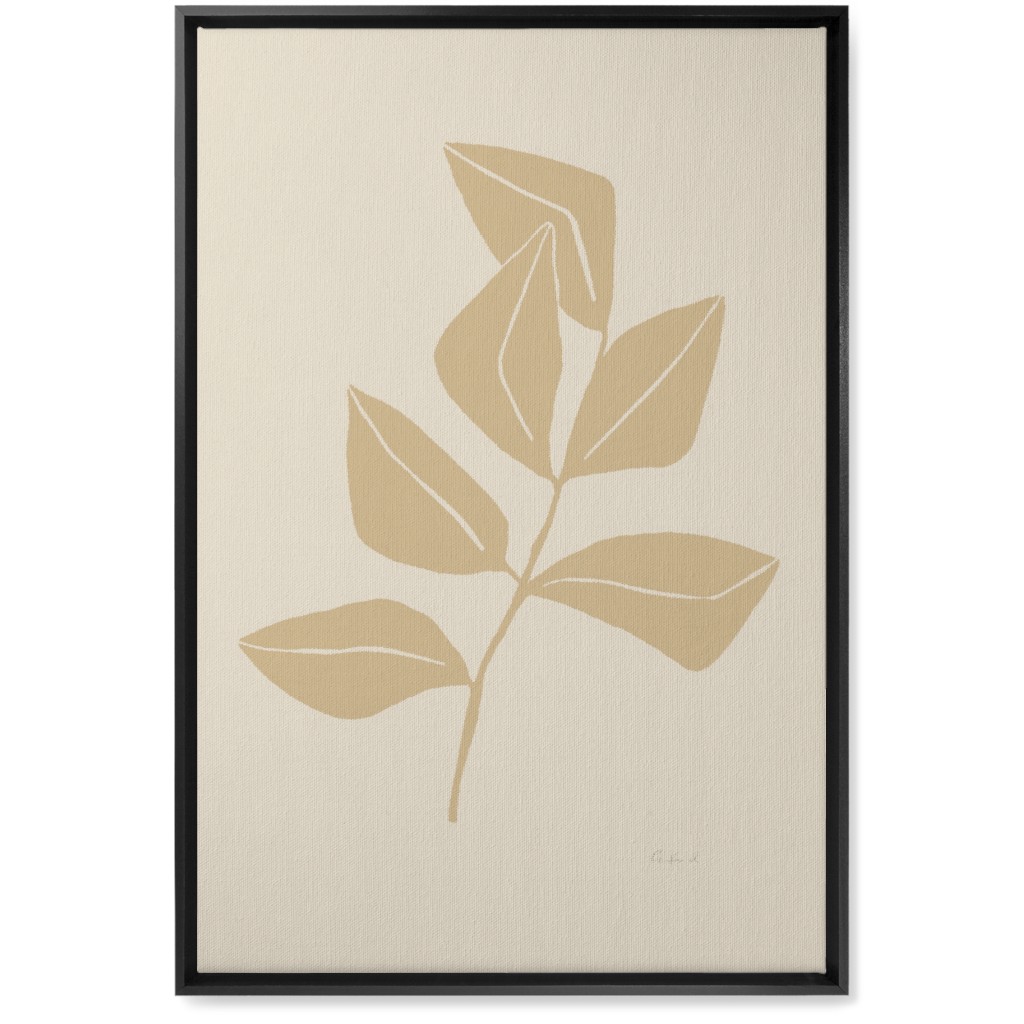 Ficus Botanical - Neutral Wall Art, Black, Single piece, Canvas, 20x30, Beige, Pearl