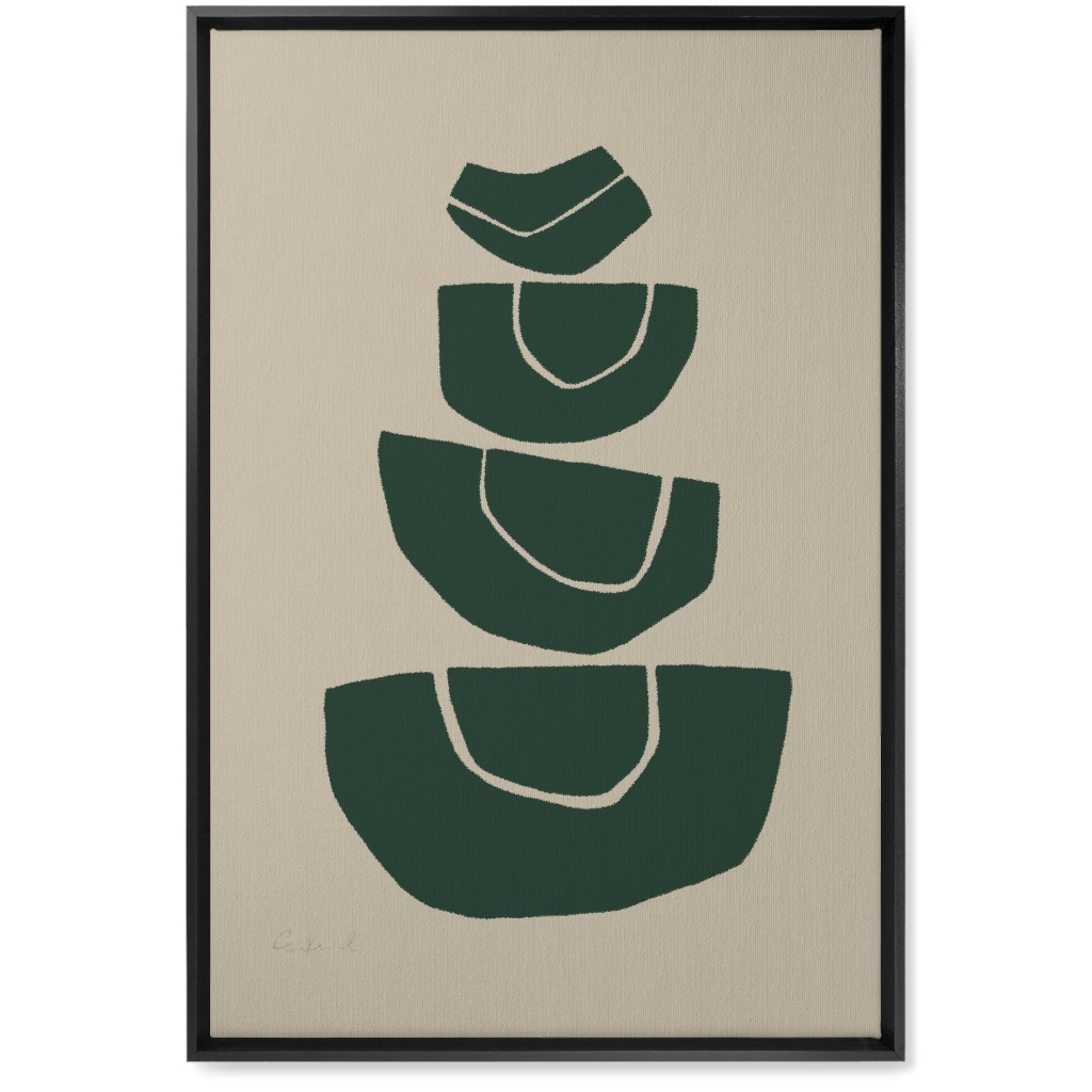 Geometric Stack Abstract Wall Art, Black, Single piece, Canvas, 20x30, Green