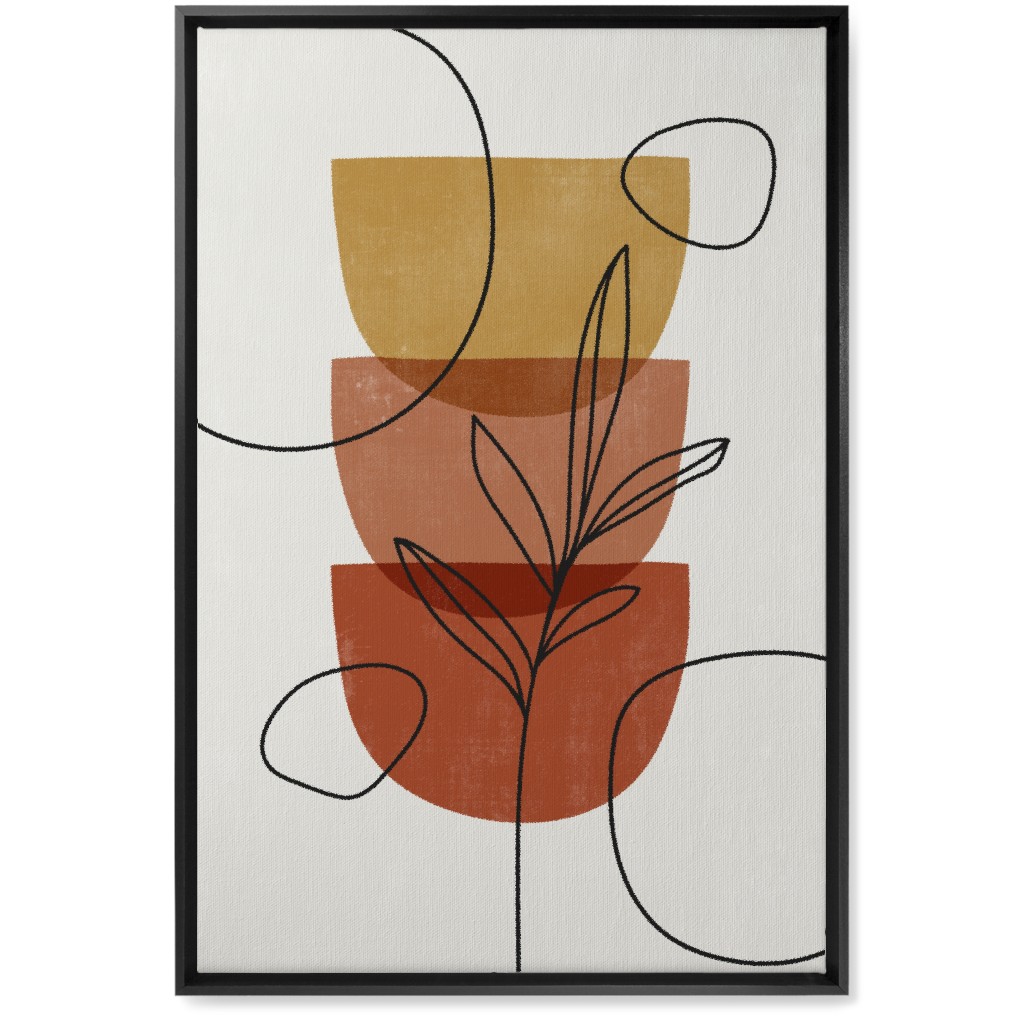 Abstract Leaf Stack - Terracotta and Ivory Wall Art, Black, Single piece, Canvas, 20x30, Brown