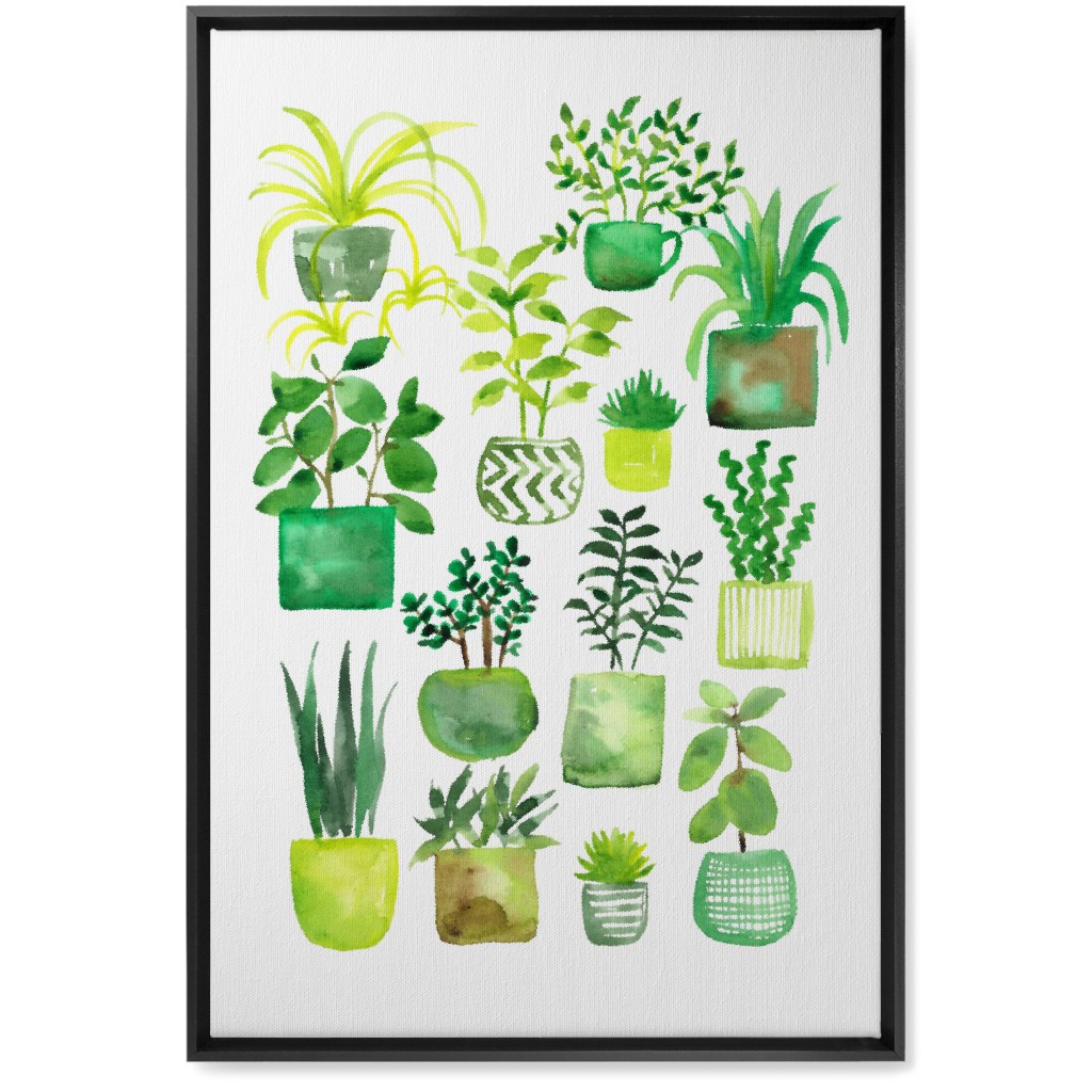 House Plants - Green Wall Art, Black, Single piece, Canvas, 20x30, Green, Classic Green