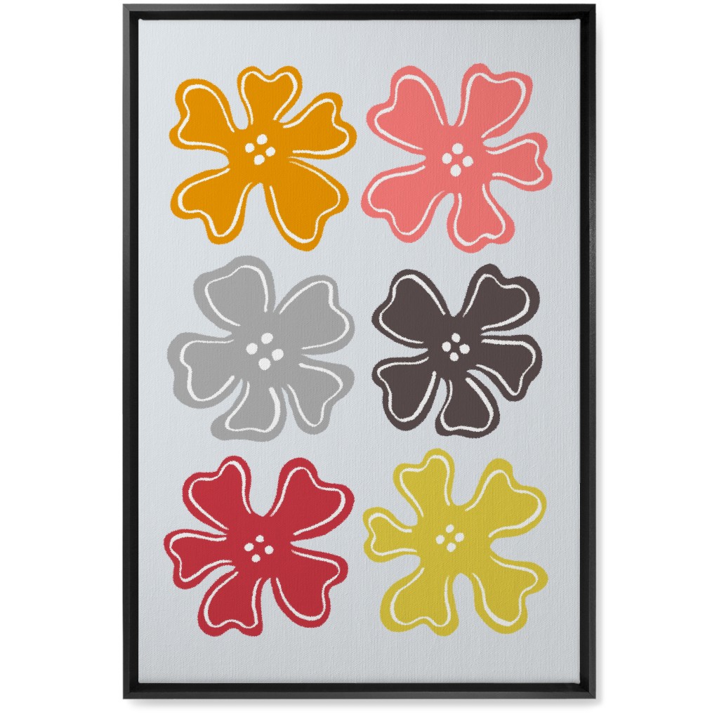Button Flowers Wall Art, Black, Single piece, Canvas, 20x30, Multicolor, Silver Lining
