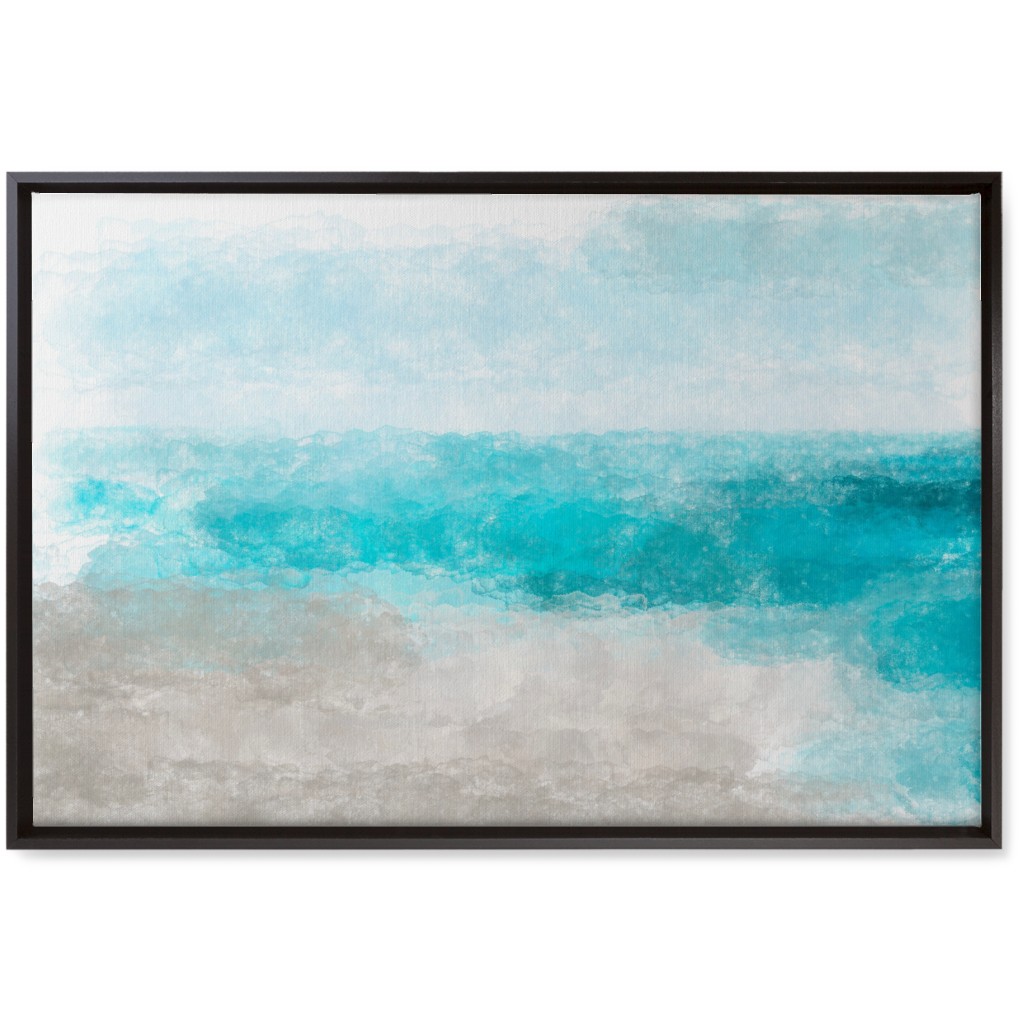 Beach Painting - Blue and Tan Wall Art, Black, Single piece, Canvas, 20x30, Blue, True Blue