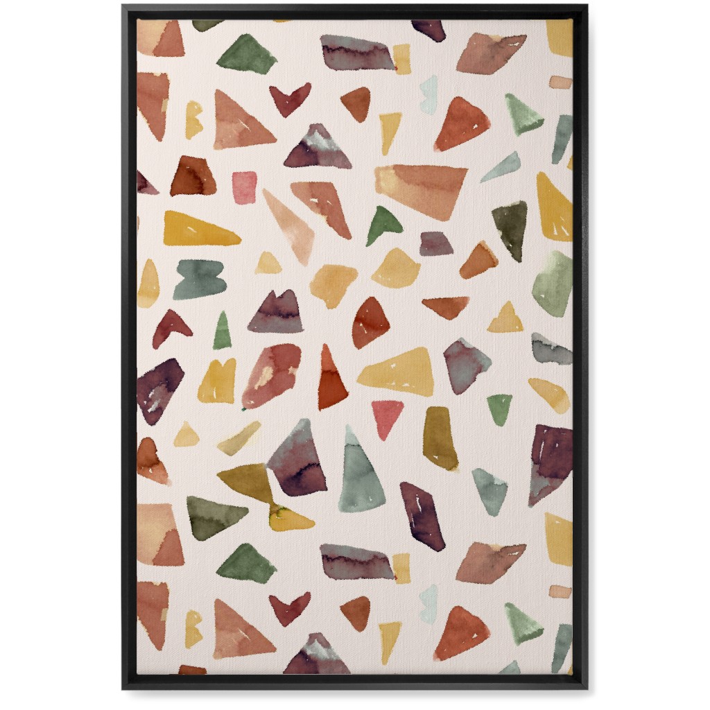 Watercolor Terrazzo - Neutral Wall Art, Black, Single piece, Canvas, 20x30, Beige, Pearl