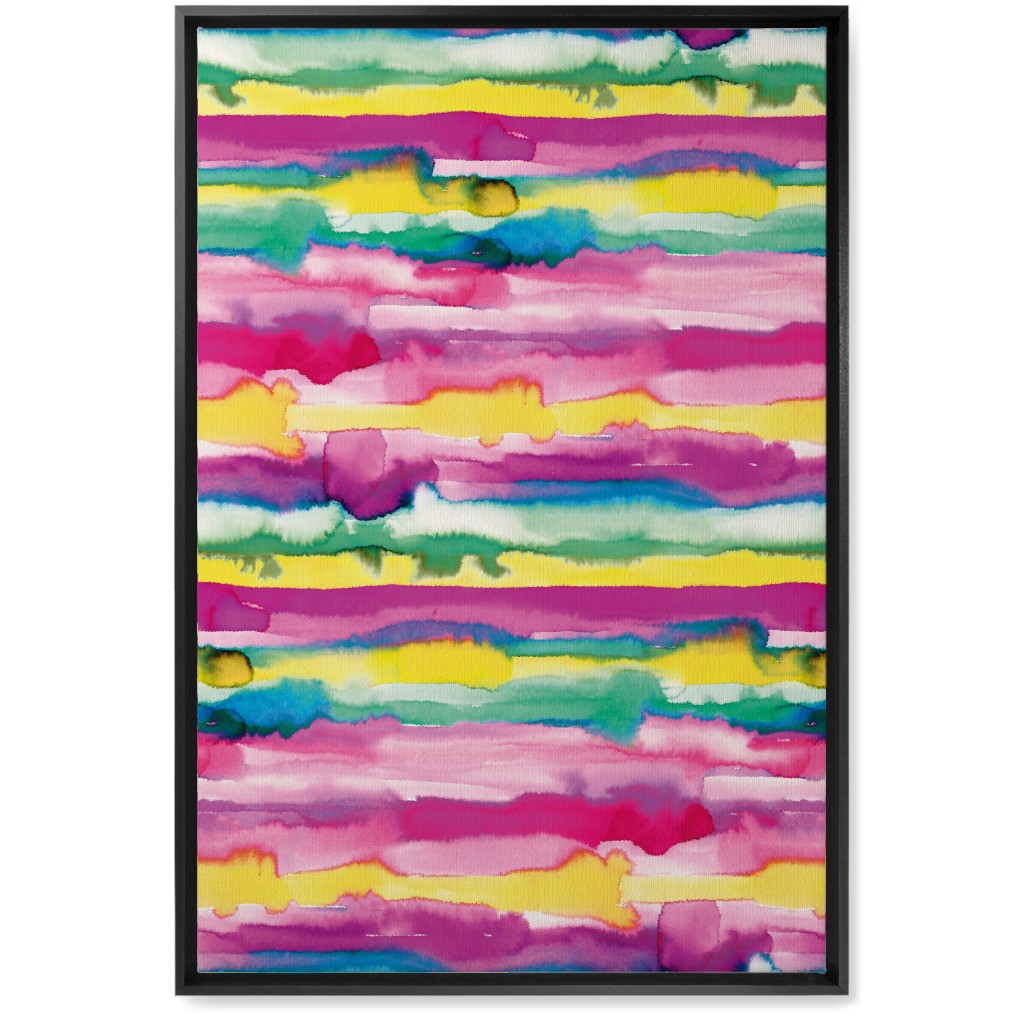 Gradient Watercolor Stripes - Multi Wall Art, Black, Single piece, Canvas, 20x30, Multicolor