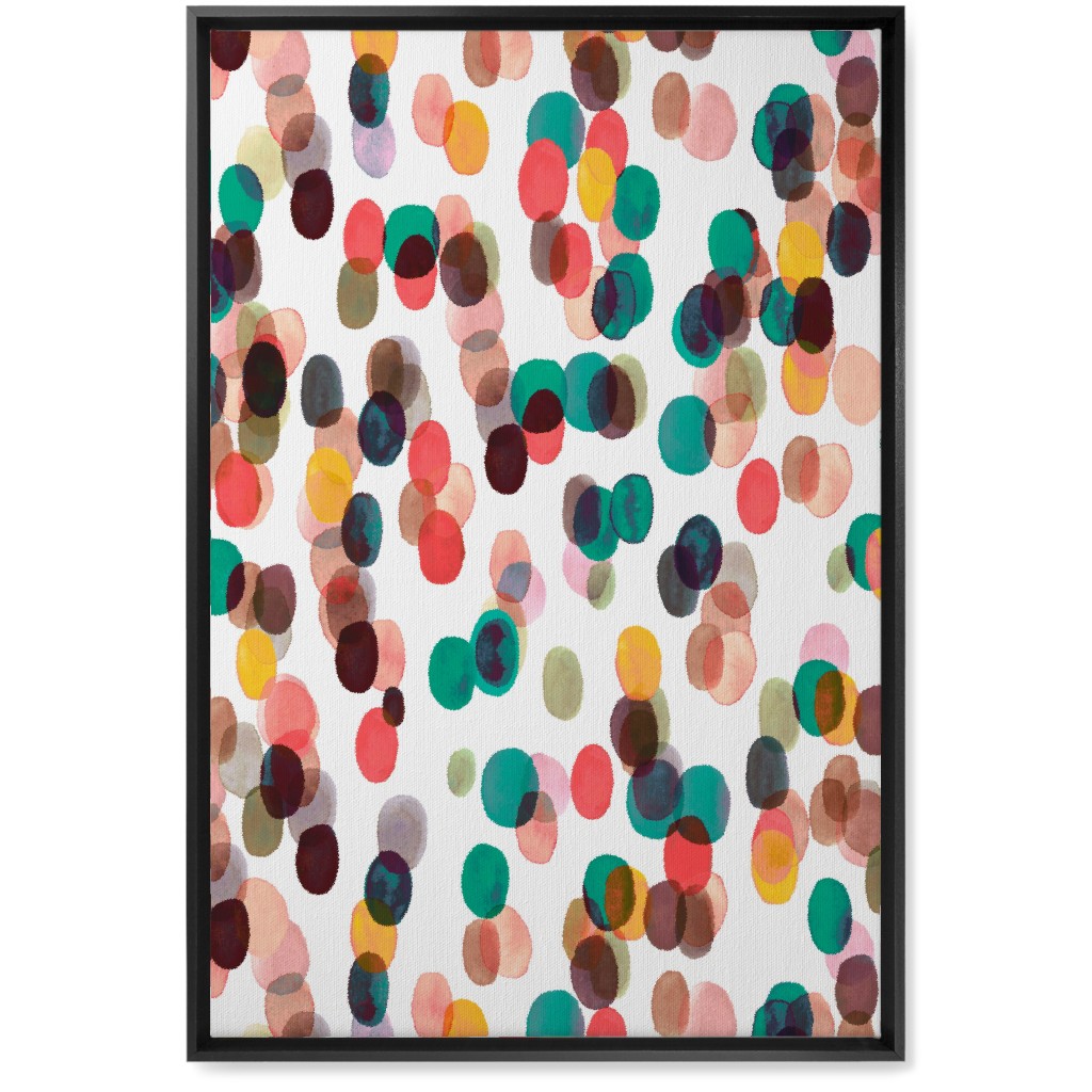 Relaxing Colorful Dots - Multi Wall Art, Black, Single piece, Canvas, 20x30, Multicolor