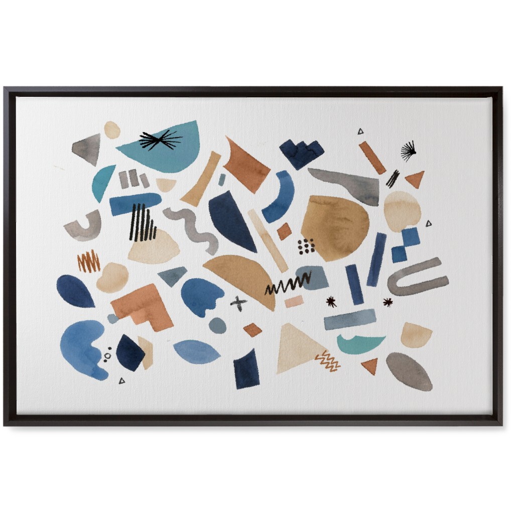 Geometric Abstract Pieces - Blue Wall Art, Black, Single piece, Canvas, 20x30, Multicolor