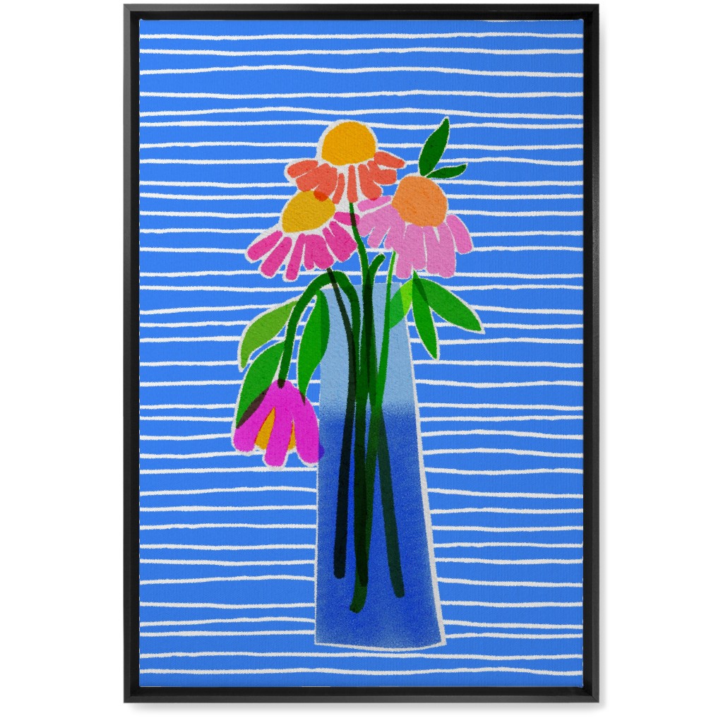 Santorini - Blue Wall Art, Black, Single piece, Canvas, 20x30, Blue