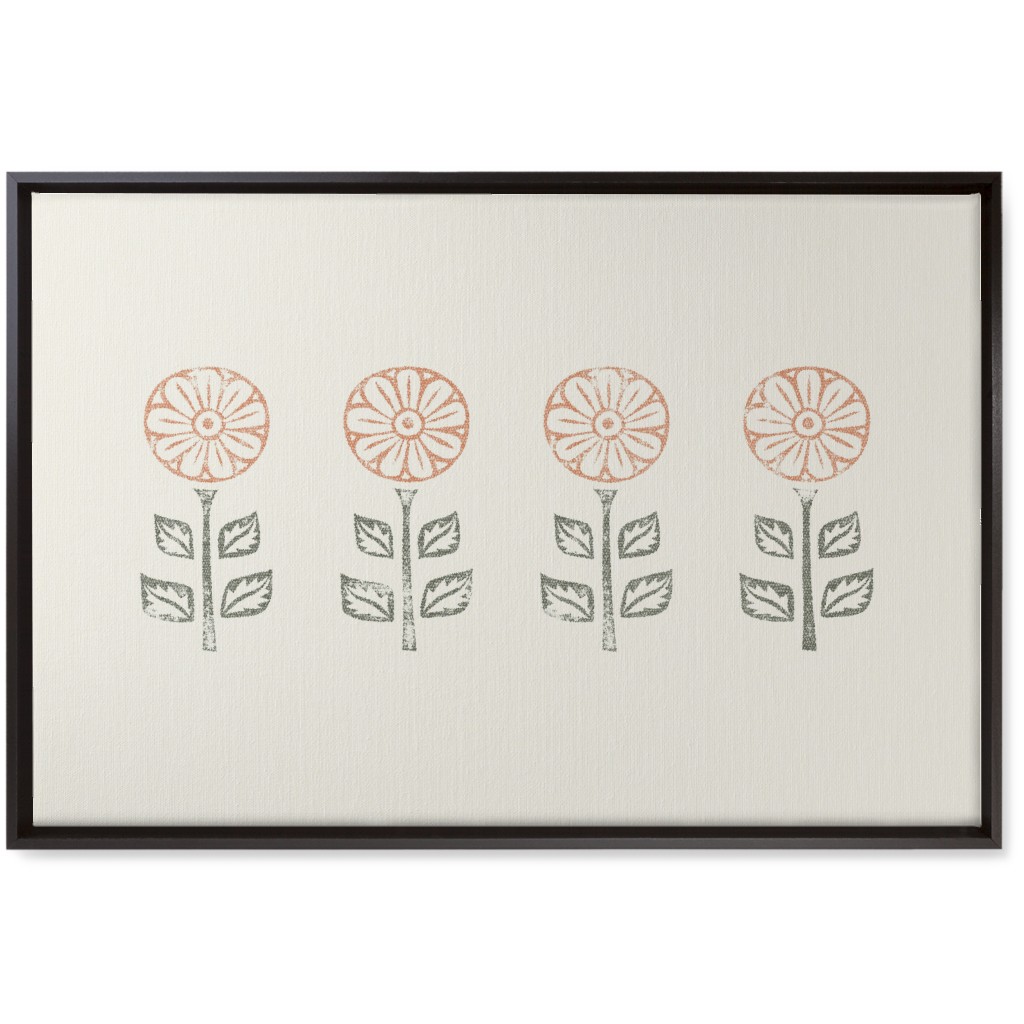 Floral Block Print Ii Wall Art, Black, Single piece, Canvas, 20x30, Pink, Alpaca