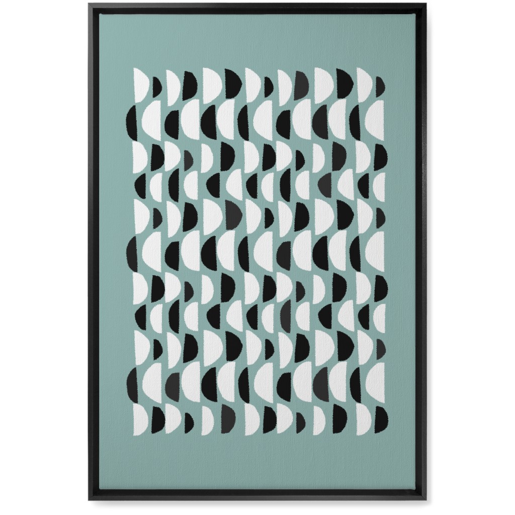 Abstract Scandi Half Moons - Green Wall Art, Black, Single piece, Canvas, 20x30, Green, Classic Green