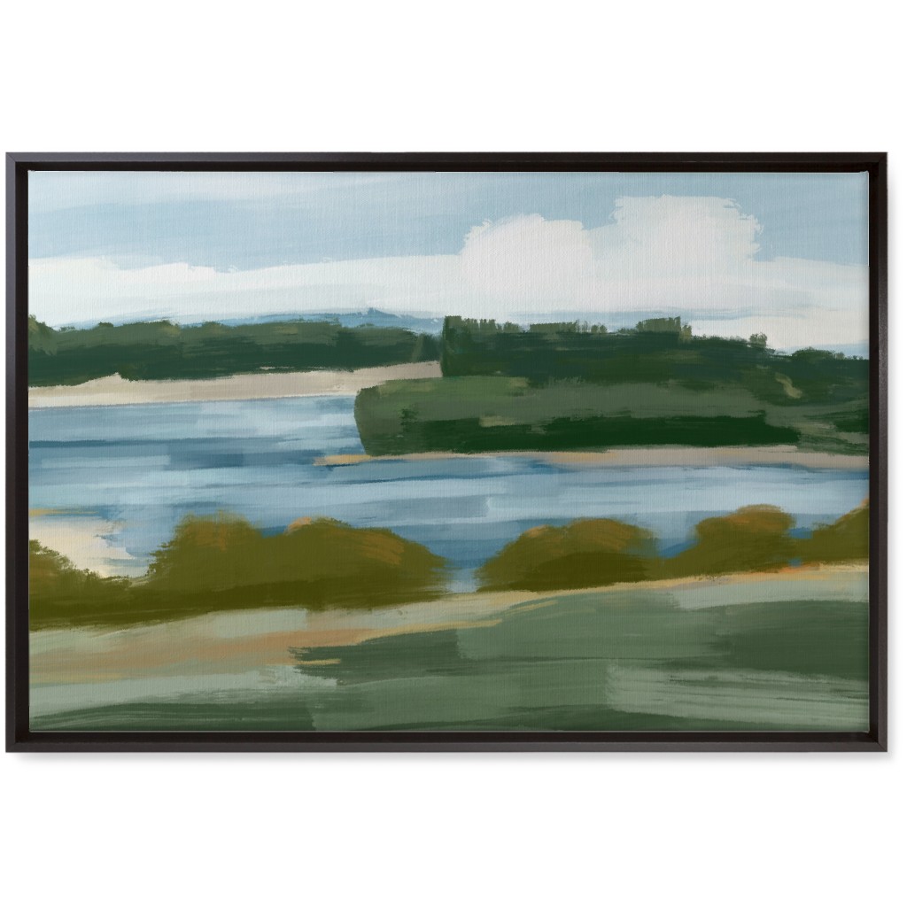 Abstract Lakeside Wall Art, Black, Single piece, Canvas, 20x30, Multicolor