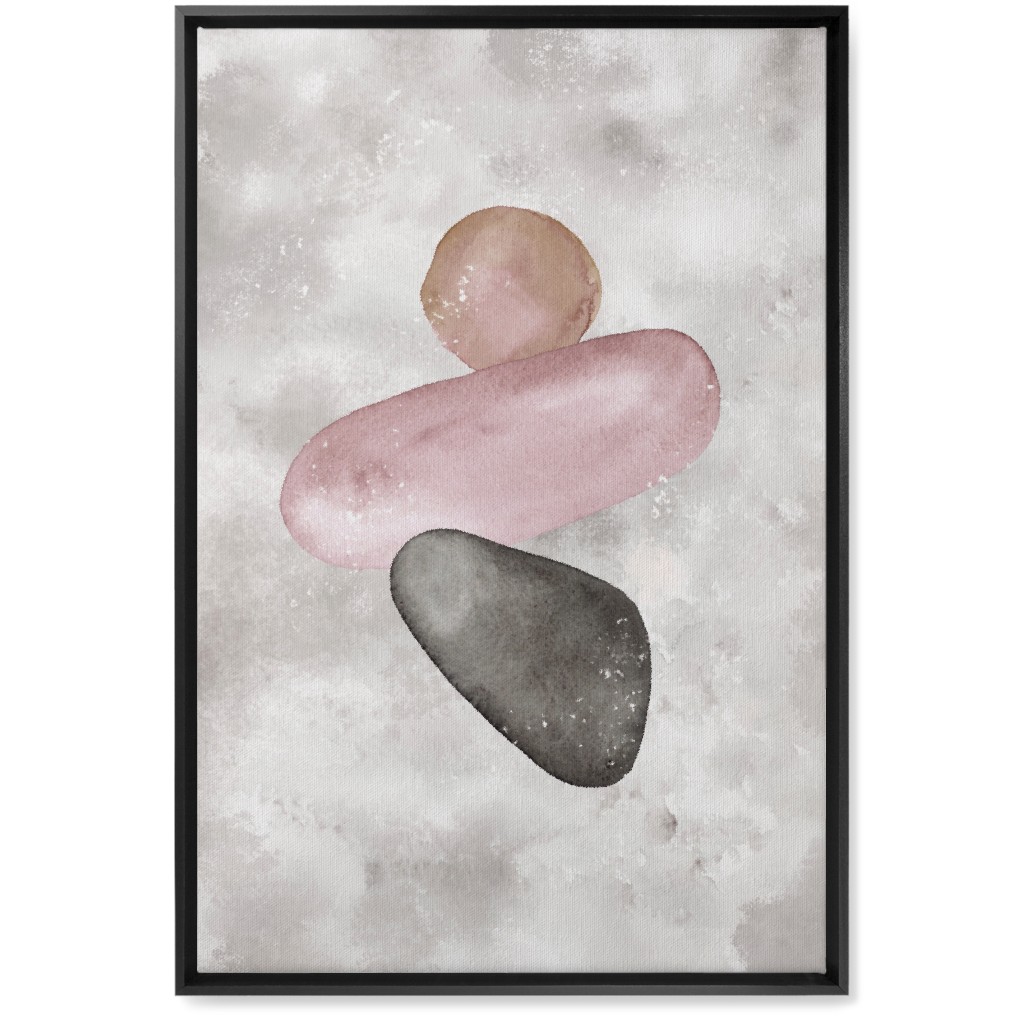 Three Stones Wall Art, Black, Single piece, Canvas, 20x30, Gray, Blush