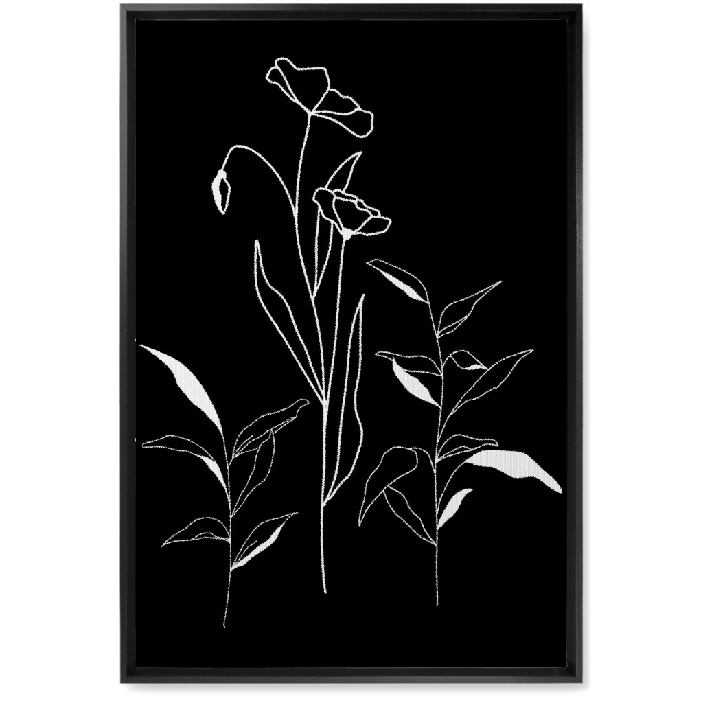 Meadow Botanical - Black and White Wall Art, Black, Single piece, Canvas, 20x30, Black, Black